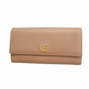 Gucci GG Marmont Long Wallet 456116 Leather Beige Women's